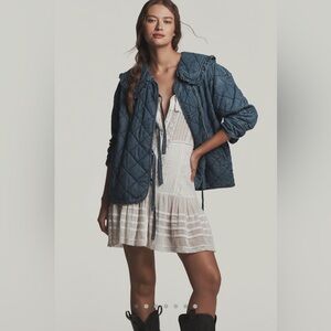 Anthropologie The Hazel Quilted Chambray Jacket, NWT